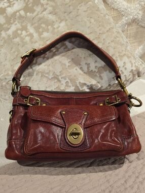 Vintage Coach Chestnut Brown Leather Shoulder Bag with Turnlock